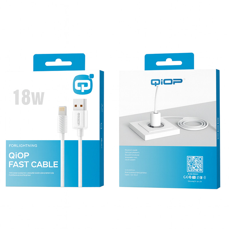 cable chargeur qiop lightning 18w blanc